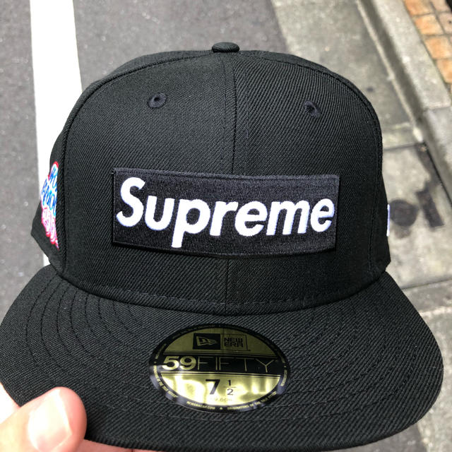 supreme world famous box logo new era 黒メンズ