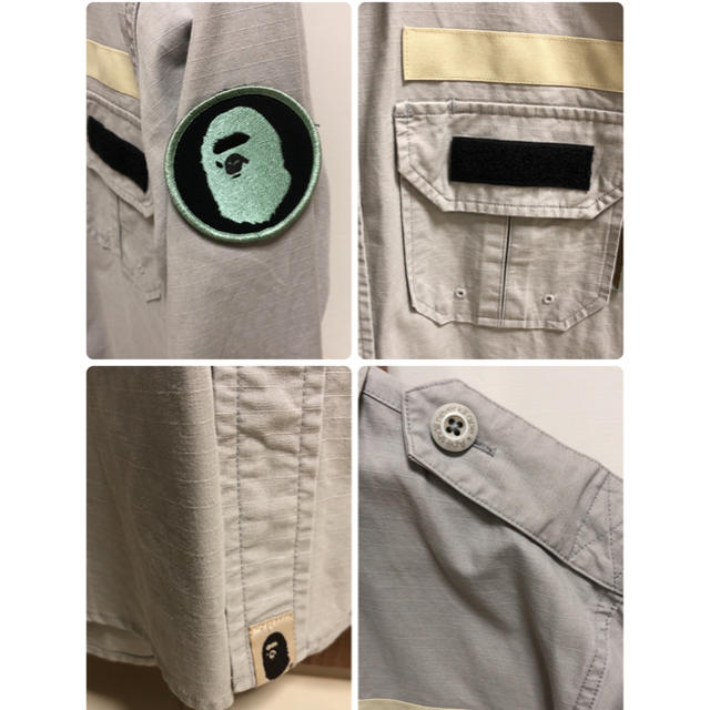 【美品】☆A BATHING APE ワッペン付き 長袖ミリタリーシャツ