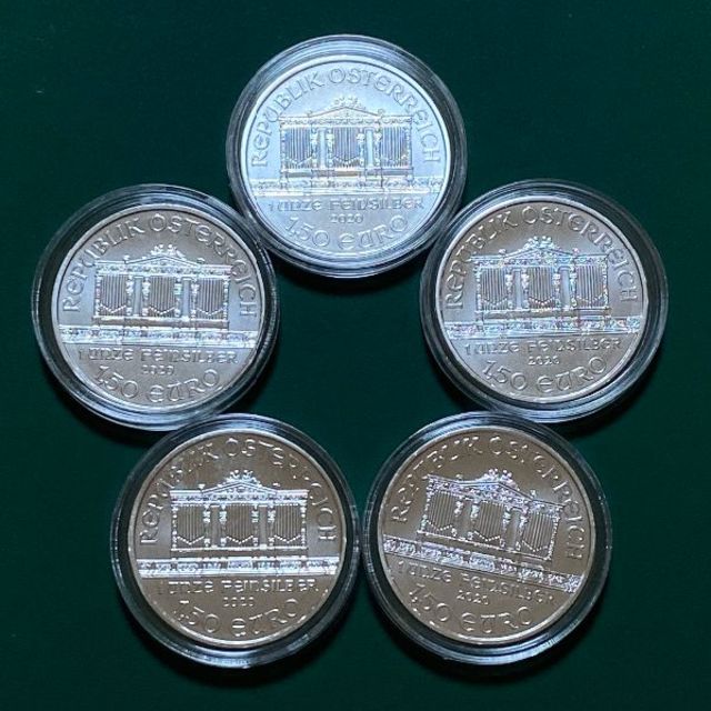 オーストリア ウィーン銀貨(2020年)5枚セット　-1オンス銀貨-