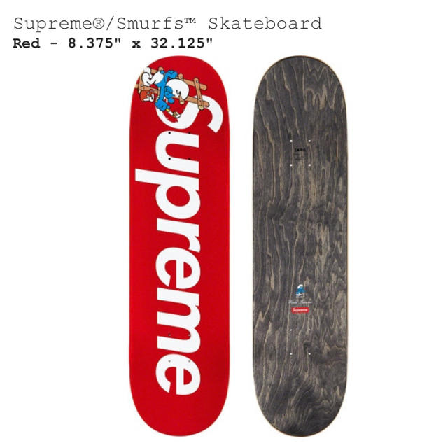 Supreme Smurfs Skateboard RED