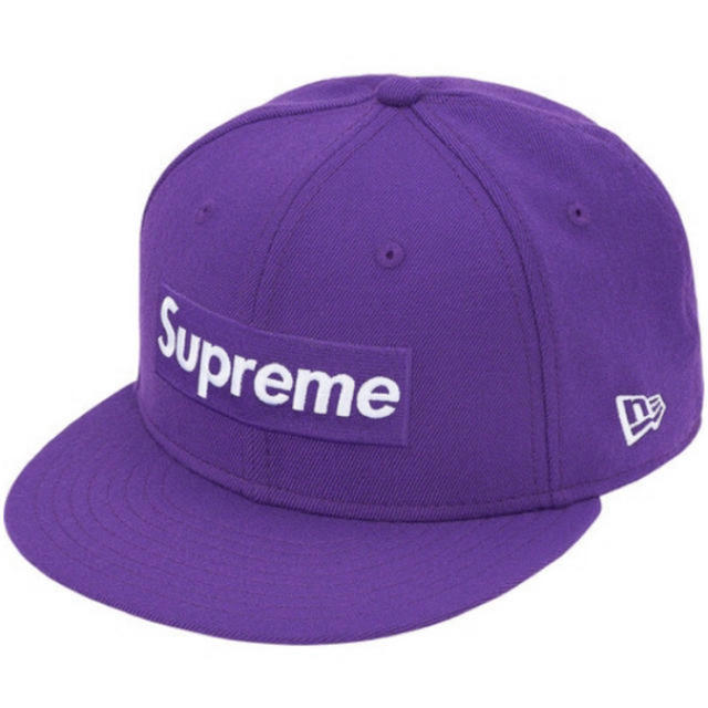 メンズsupreme  Box Logo New Era 7 3/8パープル