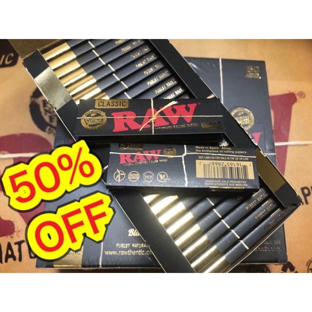 RAW クラシック ブラック レギュラーサイズ 1箱 手巻きタバコ ペーパー巻紙