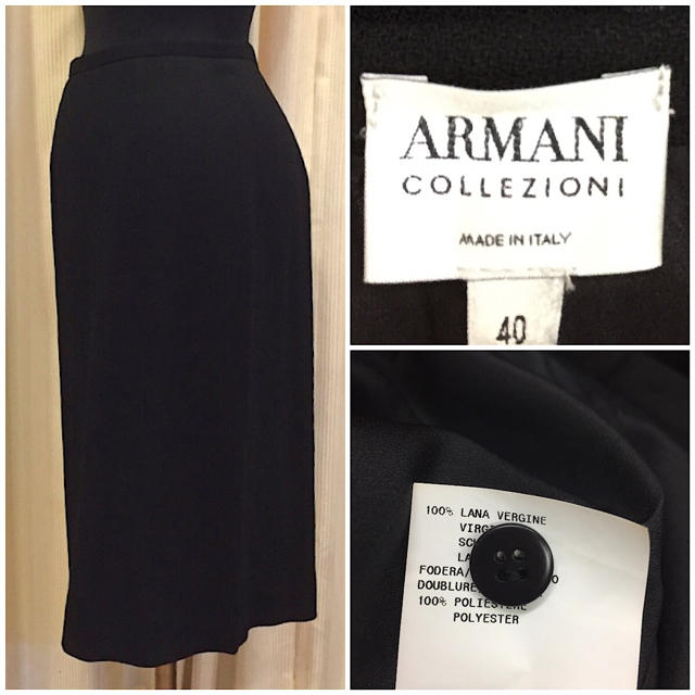 ARMANI COLLEZIONI(アルマーニ コレツィオーニ)のARMANI COLLEZIONI アルマーニ ウール タイトスカート ブラック レディースのスカート(ひざ丈スカート)の商品写真