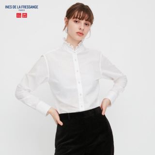 ユニクロ(UNIQLO)の新品！　UNIQLOコットンフリルシャツ(シャツ/ブラウス(長袖/七分))