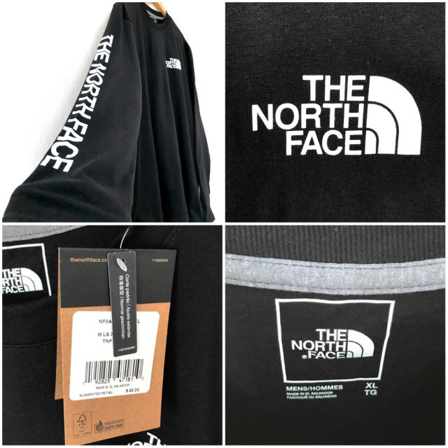 THE NORTH FACE(ザノースフェイス)の超ビッグ♪ 4XL相当 新品 ノースフェイス ロンT 黒 アームロゴ メンズのトップス(Tシャツ/カットソー(七分/長袖))の商品写真