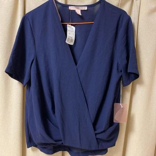 フォーエバートゥエンティーワン(FOREVER 21)のFOREVER21 ブラウス トップス ネイビー(シャツ/ブラウス(半袖/袖なし))