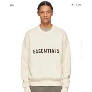 フィアオブゴッド(FEAR OF GOD)のESSENTIALS オフホワイトロゴセーター 最新作(ニット/セーター)