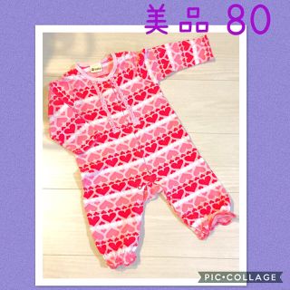 ベベ(BeBe)の美品＊bebe＊女の子＊カバーオール＊ハート柄＊80＊ピンク＊ミニー＊ディズニー(カバーオール)