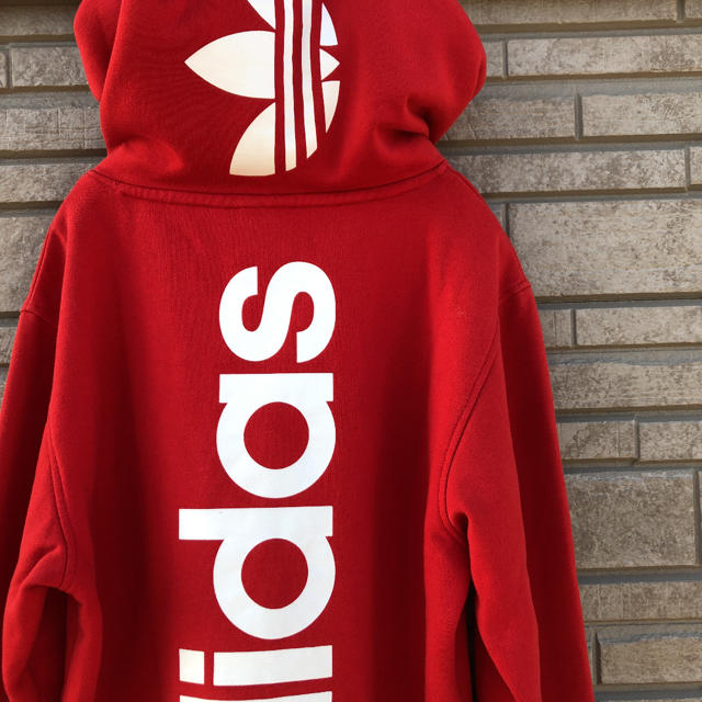 海外限定 adidas originals ビッグロゴ トレフォイル パーカー 衝撃