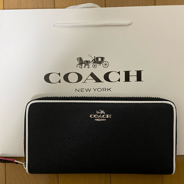 新品】COACH 長財布 白黒パイピング ssqW0vSR9c