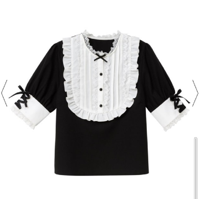 夢展望(ユメテンボウ)のフリルメイドブラウス　ブラック レディースのトップス(Tシャツ(長袖/七分))の商品写真