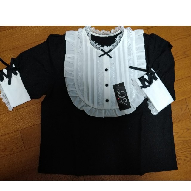 夢展望(ユメテンボウ)のフリルメイドブラウス　ブラック レディースのトップス(Tシャツ(長袖/七分))の商品写真