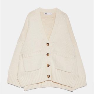 ザラ(ZARA)のZARA  ポケット付きニットカーディガン　M(カーディガン)