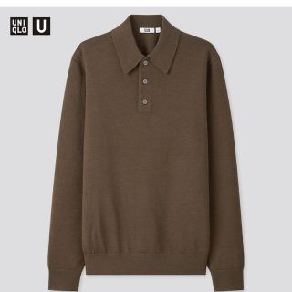 ユニクロ(UNIQLO)の新品未使用タグ付 ユニクロユー　2020AW ニットポロシャツ オリーブ　Ｌ(ポロシャツ)