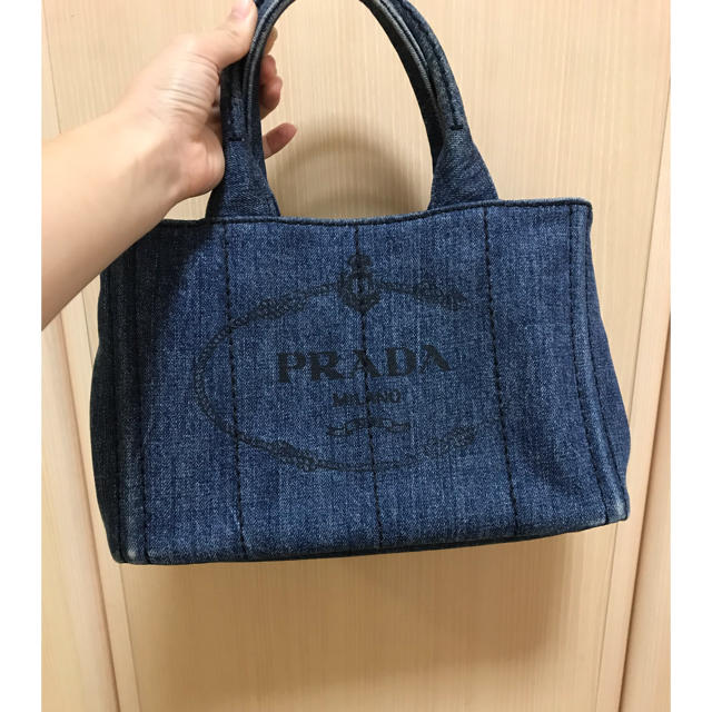 PRADA プラダ　カナパS サイズ　デニムトートバッグ