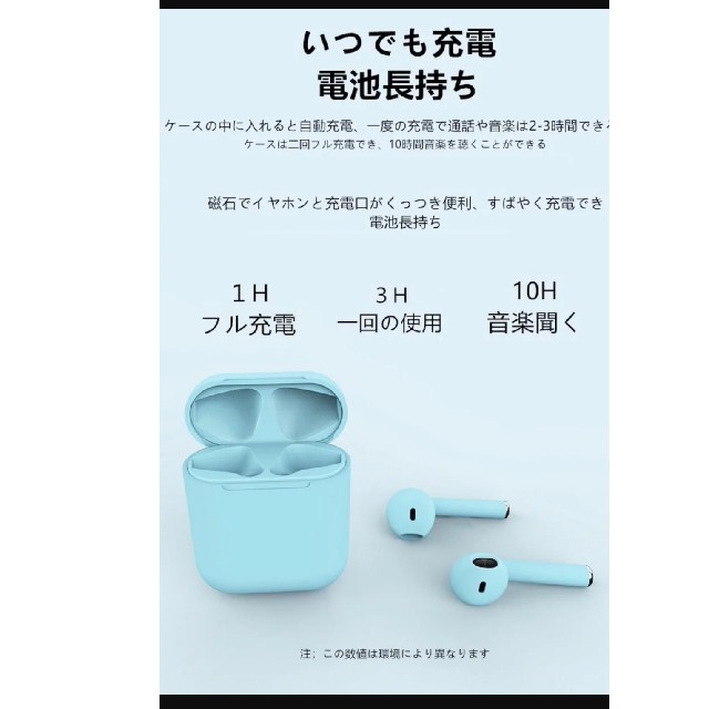 ワイヤレスイヤホン 薄い水色 スマホ/家電/カメラのオーディオ機器(ヘッドフォン/イヤフォン)の商品写真