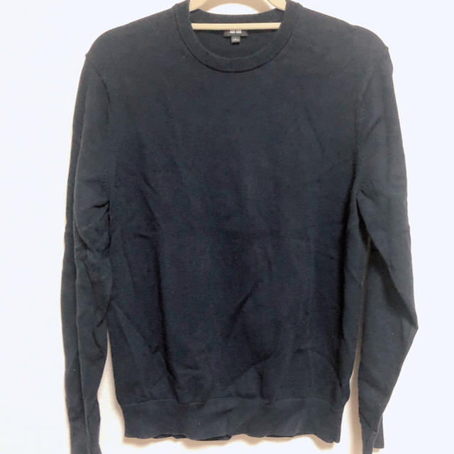 UNIQLO(ユニクロ)のユニクロ　スーピマコットンクルーネックセーター　紺　ネイビー　黒　ブラック メンズのトップス(ニット/セーター)の商品写真