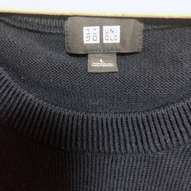 UNIQLO(ユニクロ)のユニクロ　スーピマコットンクルーネックセーター　紺　ネイビー　黒　ブラック メンズのトップス(ニット/セーター)の商品写真