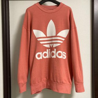 アディダス(adidas)のadidas  トレーナー スウェット　ピンク　ビッグロゴ　オーバーサイズ(スウェット)