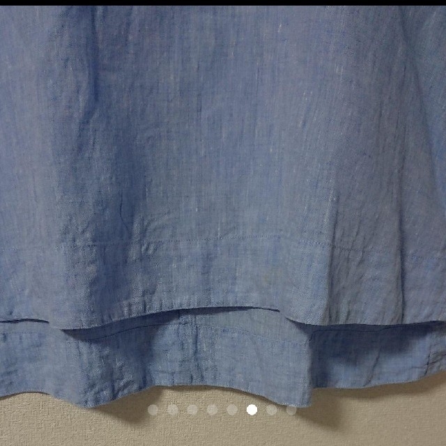 MUJI (無印良品)(ムジルシリョウヒン)のMUJI フレンチリネン 洗いざらし 半袖ブラウス 水色 レディースのトップス(シャツ/ブラウス(半袖/袖なし))の商品写真