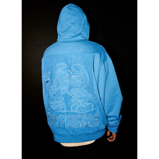 最新入荷 Smurfs Supreme - Supreme Hooded L ロイヤル Sweatshirt パーカー