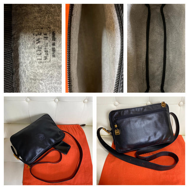 貴重 未使用 LOEWE オールド ロエベ アナグラム ショルダー バッグ 黒