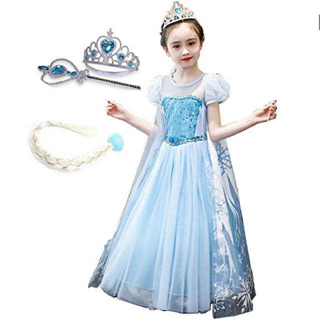 アナと雪の女王　エルサコスチュームドレス　110 キッズ/ベビー/マタニティのキッズ服女の子用(90cm~)(ドレス/フォーマル)の商品写真