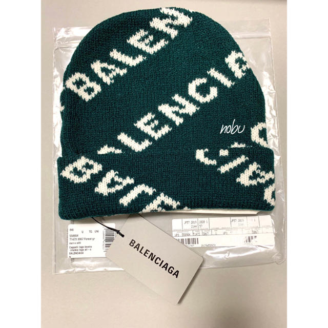 新品【 Balenciaga 】オールオーバー ロゴ ビーニー ( グリーン 新品【 Balenciaga 】オールオーバー ロゴ ビーニー ( グリーン
