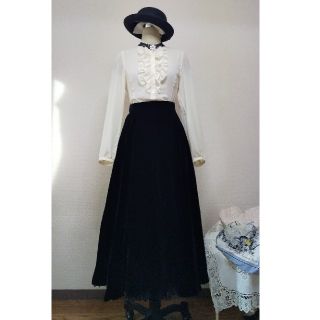 ロキエ(Lochie)のvintage victorian フリルノーカラー シースルーシフォンブラウス(シャツ/ブラウス(長袖/七分))