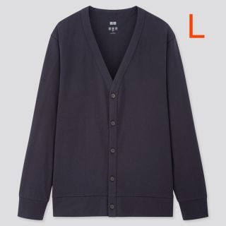 ユニクロ(UNIQLO)のユニクロ MEN エアリズム UVカットカーディガン L／ネイビー 新品！(カーディガン)