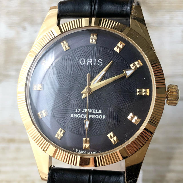 【美品】オリス 腕時計 メンズ 機械式手巻きビンテージ ブラック