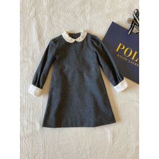 ラルフローレン(Ralph Lauren)の☆ラルフローレン☆白襟ワンピース　グレー　ウール(ワンピース)