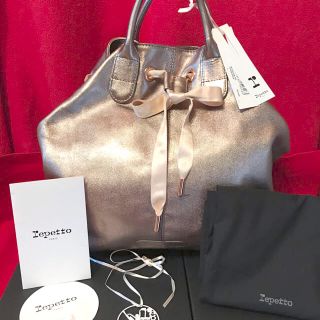 レペット(repetto)のレペット repetto  本皮バッグ　アラベスク　シャンパンゴールド　袋付き(トートバッグ)