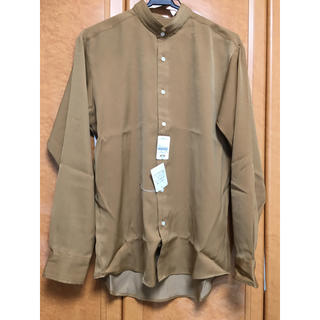 （新品未使用）紳士　ポリエステル100% ノーカラーシャツ　M39-82  茶色(シャツ)