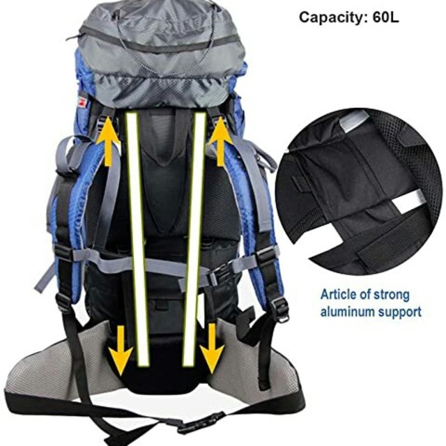 CREEPER　登山バッグ キャンプバックパック 超大容量 ナイロン 防水 60 スポーツ/アウトドアのアウトドア(登山用品)の商品写真