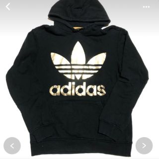 ◉adidas デカトレフォイル　黒　ボアキルティング　パーカー