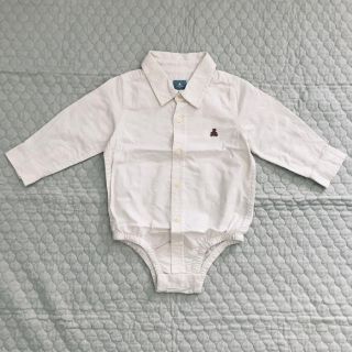 ベビーギャップ(babyGAP)のSALE1回着用☆GAP シャツロンパース オフホワイト 12-18M 80cm(シャツ/カットソー)