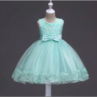 新品☆キッズドレス 子供ドレス ガールズドレス 花柄 アップルグリーン　120(ドレス/フォーマル)