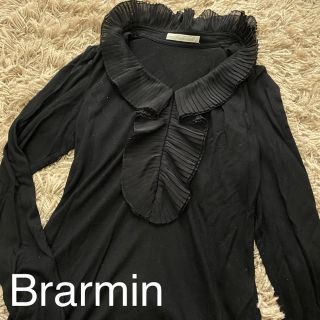 ブラーミン(BRAHMIN)のBrarminブラーミン　プリーツフリル長袖カットソー トップス黒(カットソー(長袖/七分))