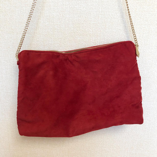 ZARA(ザラ)のZARA リボンショルダーバッグ　赤 レディースのバッグ(ショルダーバッグ)の商品写真