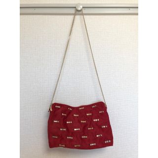 ザラ(ZARA)のZARA リボンショルダーバッグ　赤(ショルダーバッグ)