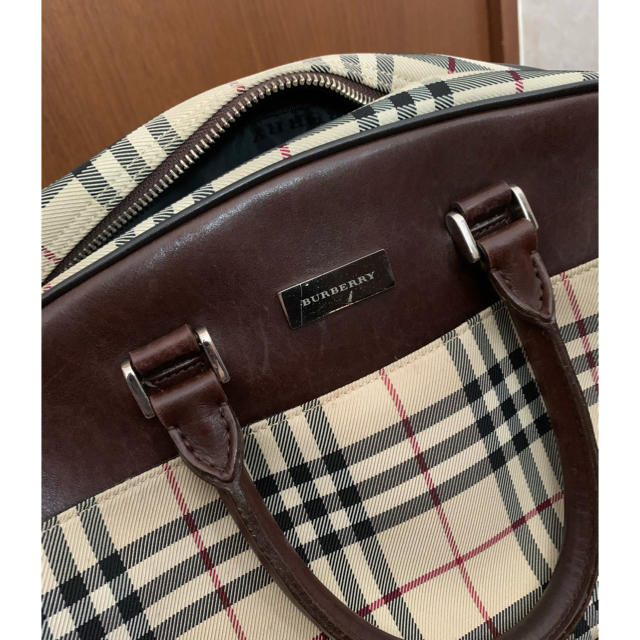 BURBERRY(バーバリー)のボストンバッグ チェック柄 ナイロンキャンバス レザー ベージュ 茶 黒  レディースのバッグ(ボストンバッグ)の商品写真