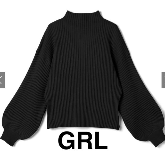 GRL(グレイル)の【新品タグ付】GRLボリュームスリーブボトルネックニットトップス 黒 レディースのトップス(ニット/セーター)の商品写真