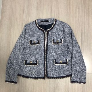 ザラ(ZARA)のZARA  ツイードジャケット XXL(ノーカラージャケット)