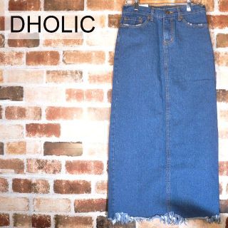 ディーホリック(dholic)の新品タグ付 【DHOLIC ディーホリック】 バックスリットデニムスカート S(ロングスカート)