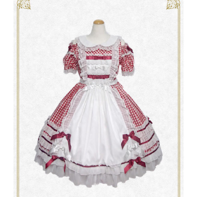 Angelic Pretty(アンジェリックプリティー)のSweet Cherries Cafe Girl キンガム　ワンピース  レディースのワンピース(ひざ丈ワンピース)の商品写真