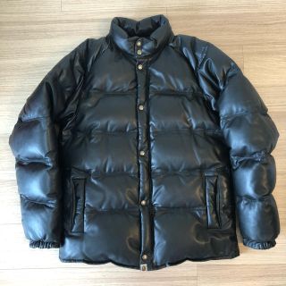 アベイシングエイプ(A BATHING APE)のエイプ　シープスキンスキンクラシックレザーダウン　黒　XL ririジッパー(ダウンジャケット)