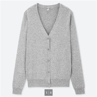 ユニクロ(UNIQLO)の【新品】ユニクロ　UVカットスーピマコットンVネックカーディガン(カーディガン)