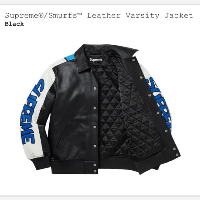 Supreme Smurfs Leather Varsity Jacket L Supreme Smurfs Leather Varsity Jacket L