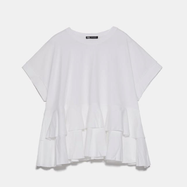 ZARA(ザラ)のnaas様専用 ZARA フリルＴシャツ レディースのトップス(Tシャツ(半袖/袖なし))の商品写真